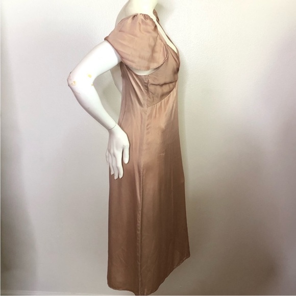 REFORMATION Champagne  Silk Cap Sleeve Dress 0 - Picture 4 of 4